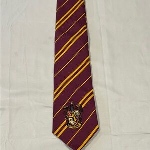 Harry Potter Griffindor Burgundy and Gold Striped Tie Adult Cosplay Costume